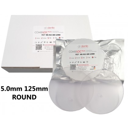 Aldente Combiloc Plus Dual Layer (Hard / Soft) Splint Material - 5.0mm Round 125mm Clear - Pack 10 (581-012-180-125RD)